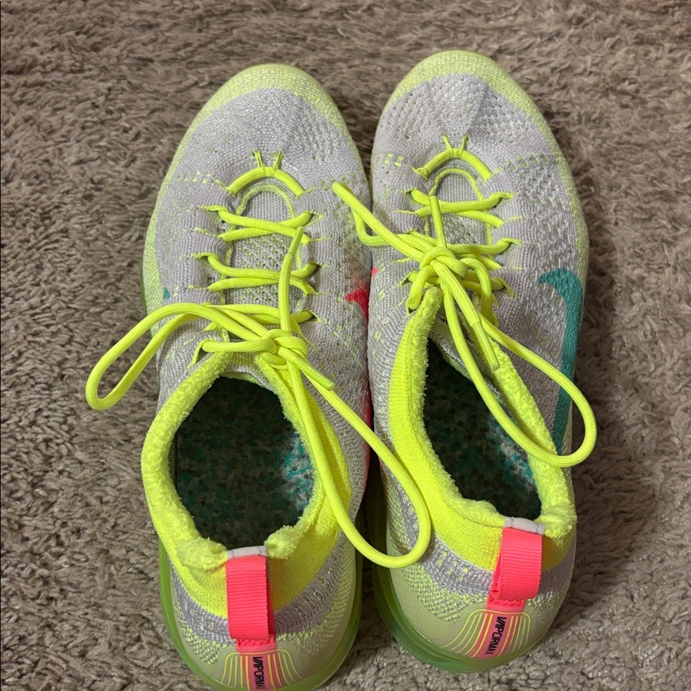 Nike Light Gray and Neon Yellow Athletic Shoes